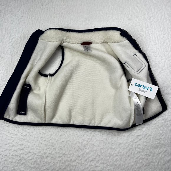 Carter's NWT Infant Sherpa Vest Sz 9M  Zip Front Front Pocket Sleeveless - Picture 3 of 4